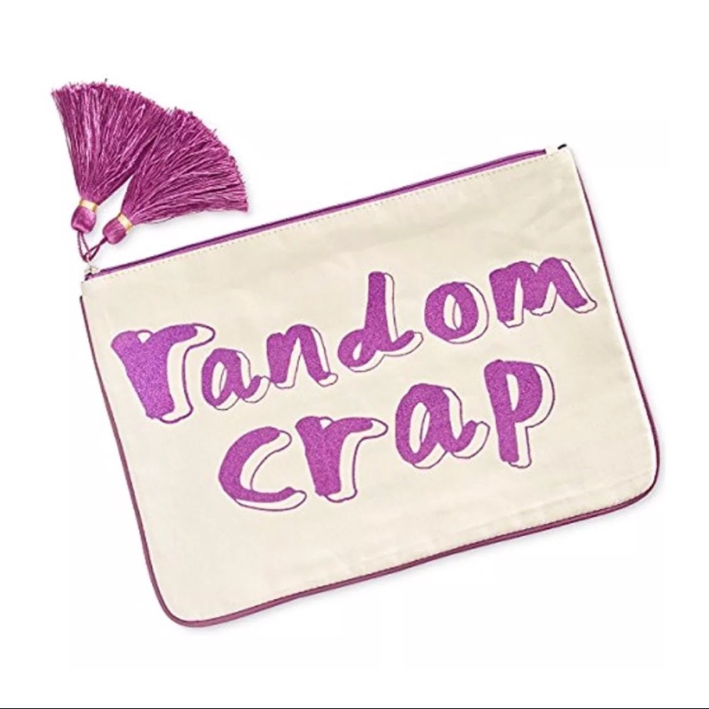 14X10 In "Random Crap" Large Canvas Glitter Pouch!